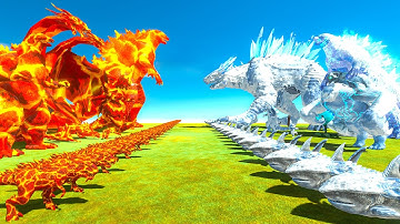 Thermo Godzilla vs Shimo – Fire Monster Team vs Ice Monster Team (Strongest Battle)