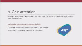 Robert Gagne´s Conditions of Learning Theory.