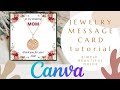 CREATE JEWELRY MESSAGE CARD for FREE 👌 Canva tutorial