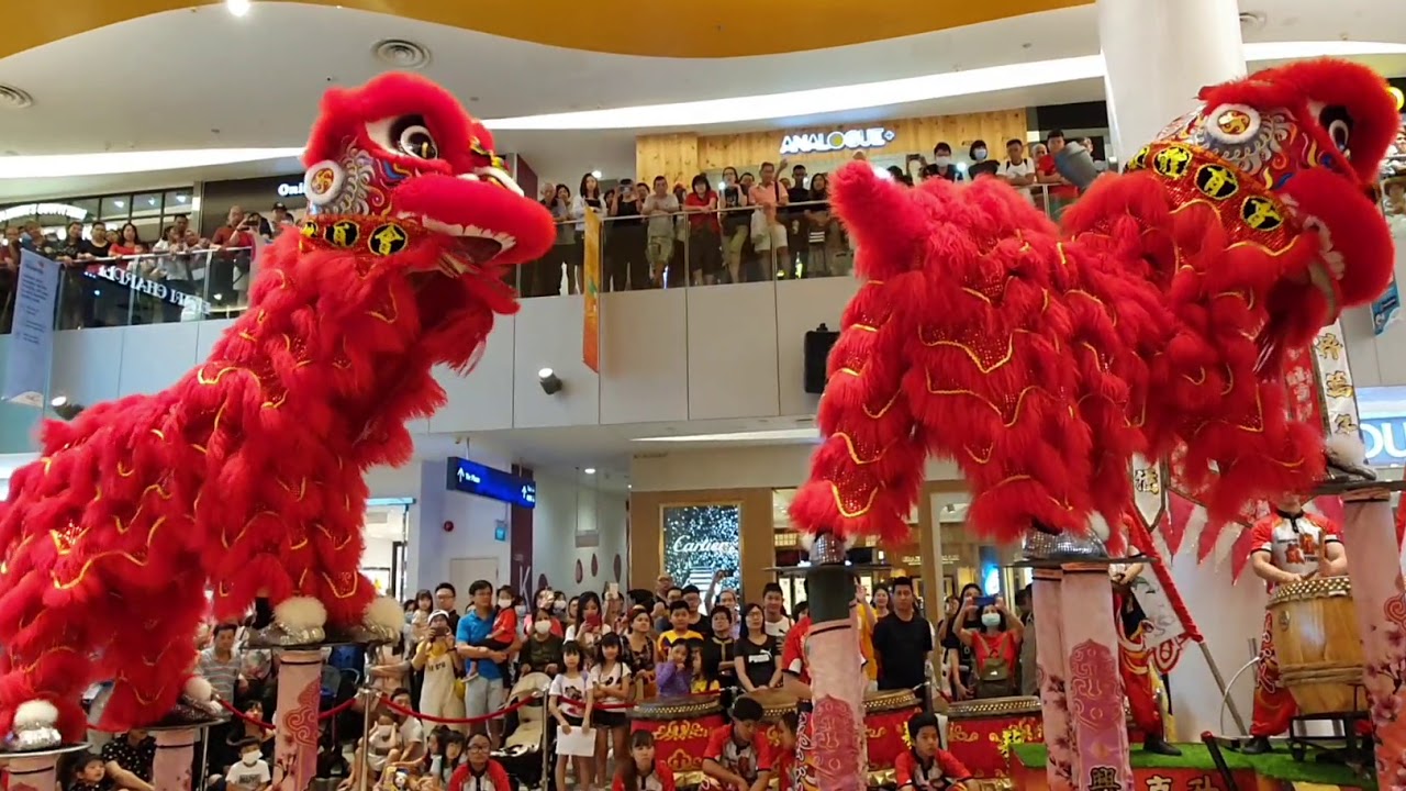 2020 Double lion dance on high poles @ VivoCity