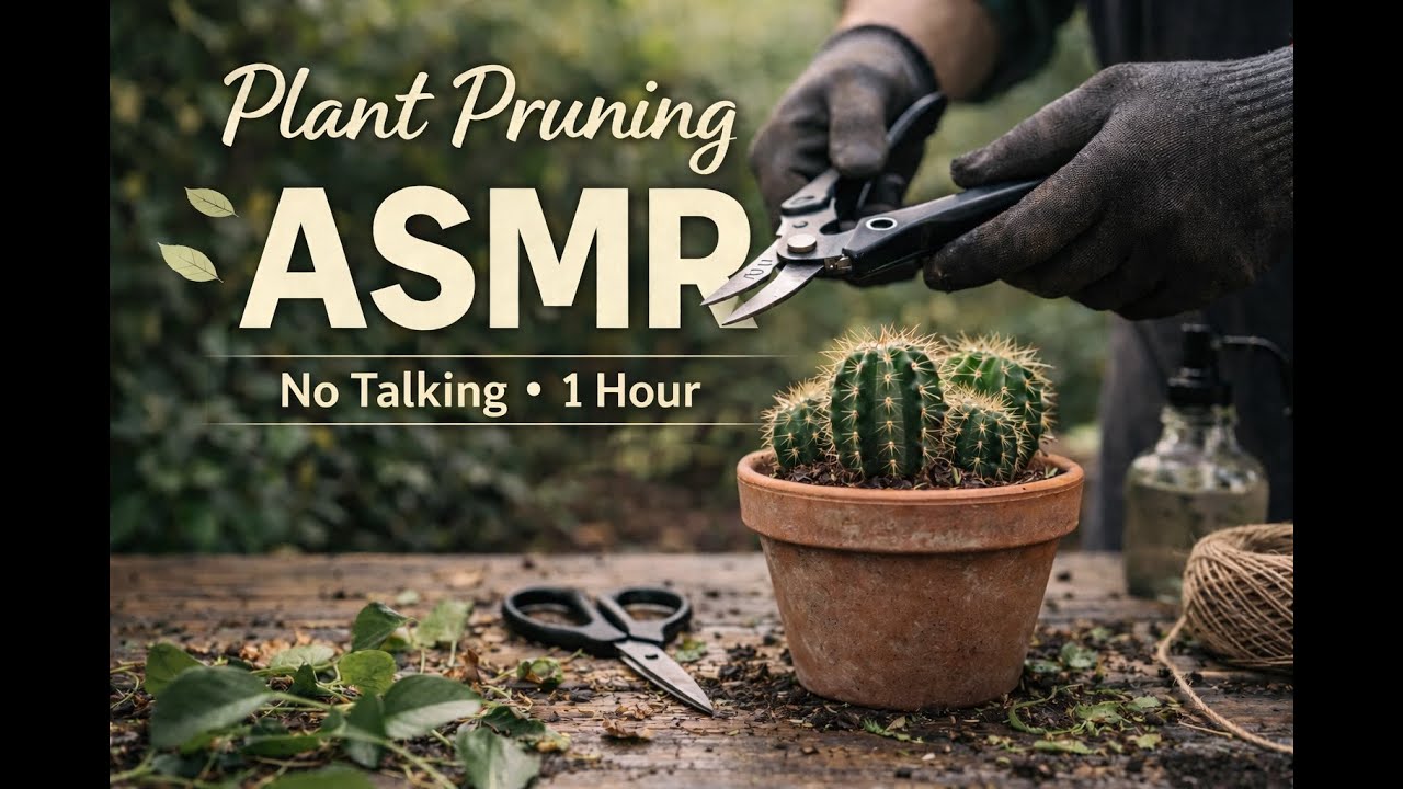 Cactus & Succulent Pruning in Winter | ASMR | No Talking | 4K