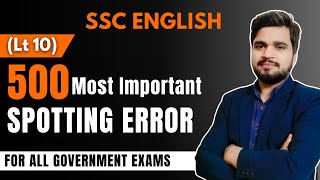 500 Most Important Spotting error PYQ’s | Easy Trick | English Grammar | Day 10/10 | English