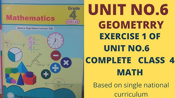 Exercise 1 of unit no.6(Geometry) complete class 4 math /single national curriculum