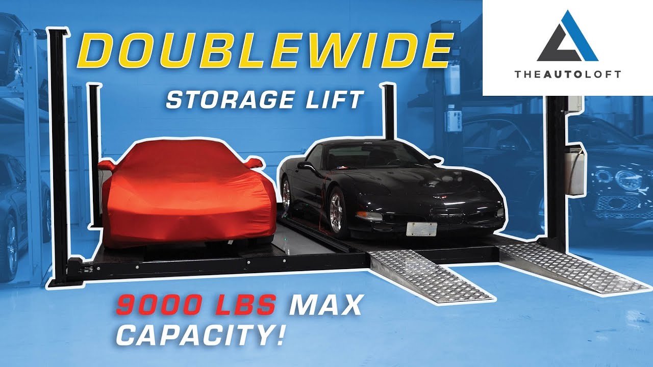 Double Wide Lift from the Auto Loft | Store up to four cars in a double configuration!