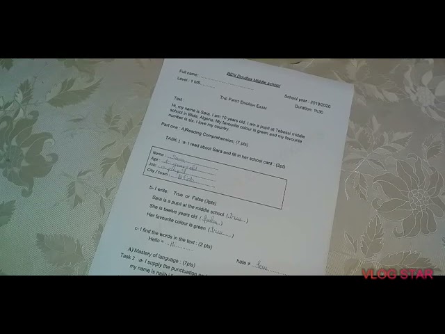 تصحيح مفصل لاختبار الانجليزية اولى متوسط First exam