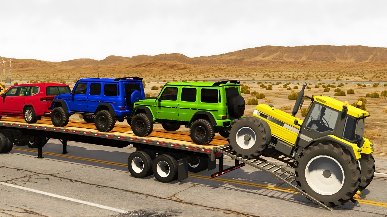 Flatbed Truck Mcqueen | Transportation with Truck - Pothole vs Car #5 - BeamNG.Drive