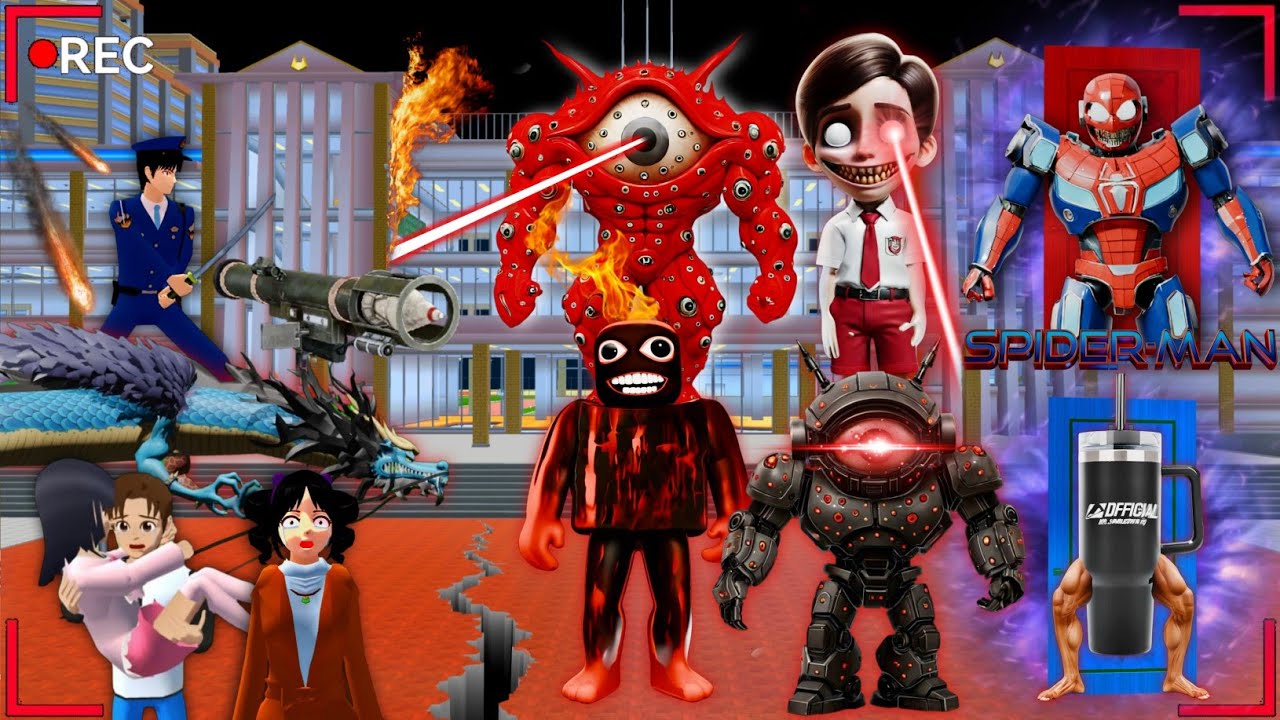 CCTV Rekam Pasukan Anomali Anak SD Menyerang Kota‼️Yuta Mio Polisi Beraksi 👹🔥Sakura School Simulator