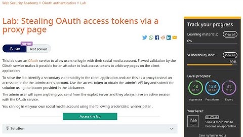 Web Security Academy | OAuth | 6 - Stealing OAuth Access Tokens Via A Proxy Page