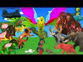 20 UFO Mammoth Elephant Gorilla Cow Vs 10 Squad Giant Zombie Lion Tiger Wolf Attack Cow Baby Cartoon
