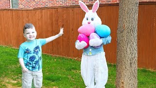 Caleb Pretend Play Easter Bunny Surprise Egg Hunt for kids!