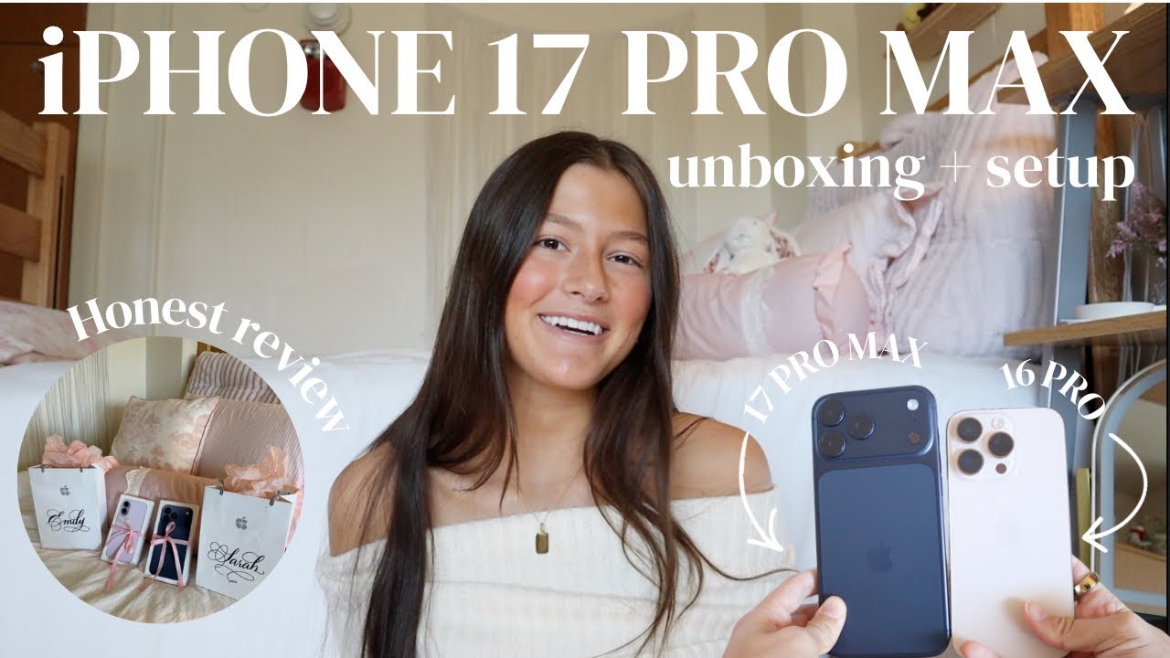 iPHONE 17 PRO MAX UNBOXING *setup & customization,  iOS 26, cases haul, & honest review*