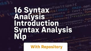 16 syntax analysis introduction syntax analysis nlp Wealth