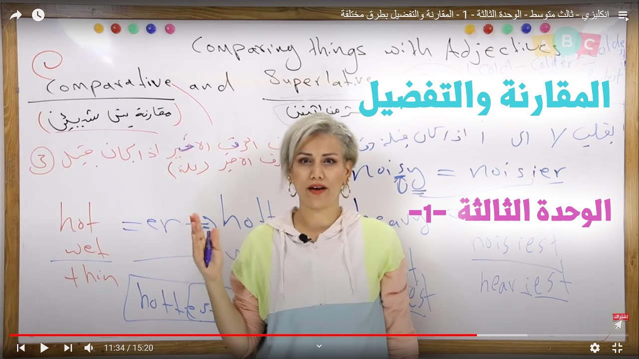 انكليزي - ثالث متوسط - الوحدة الثالثة - 1  - المقارنة والتفضيل