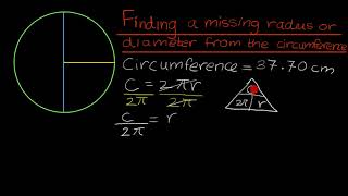 Finding missing radius and diameter from circumference