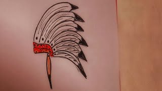 Indian Headdress  War Bonnet Drawing