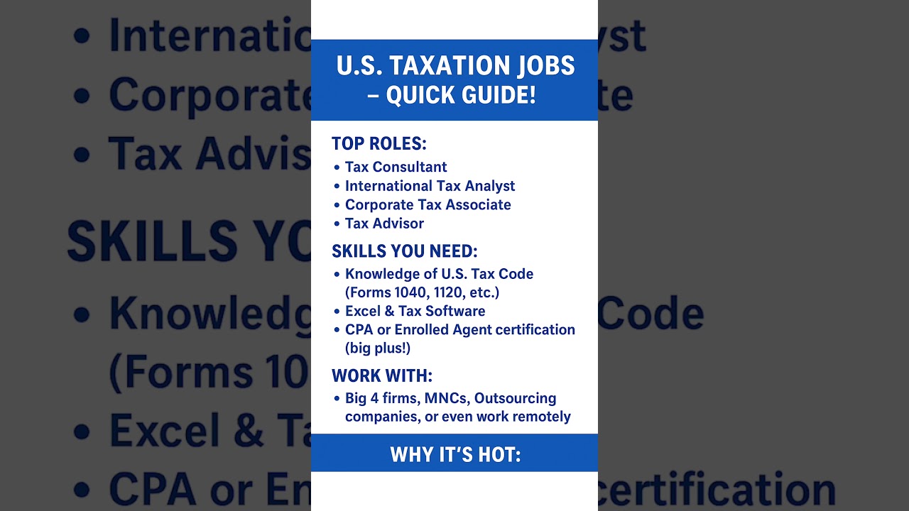 U.S. Taxation Jobs | Top Roles & Skills You Need! 🇺🇸💼