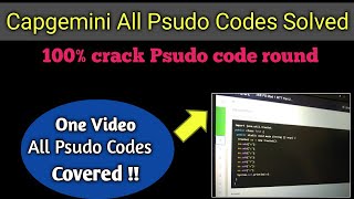 Capgemini psudo codes solved with explanation/how to crack capgemini interview / capgemini round