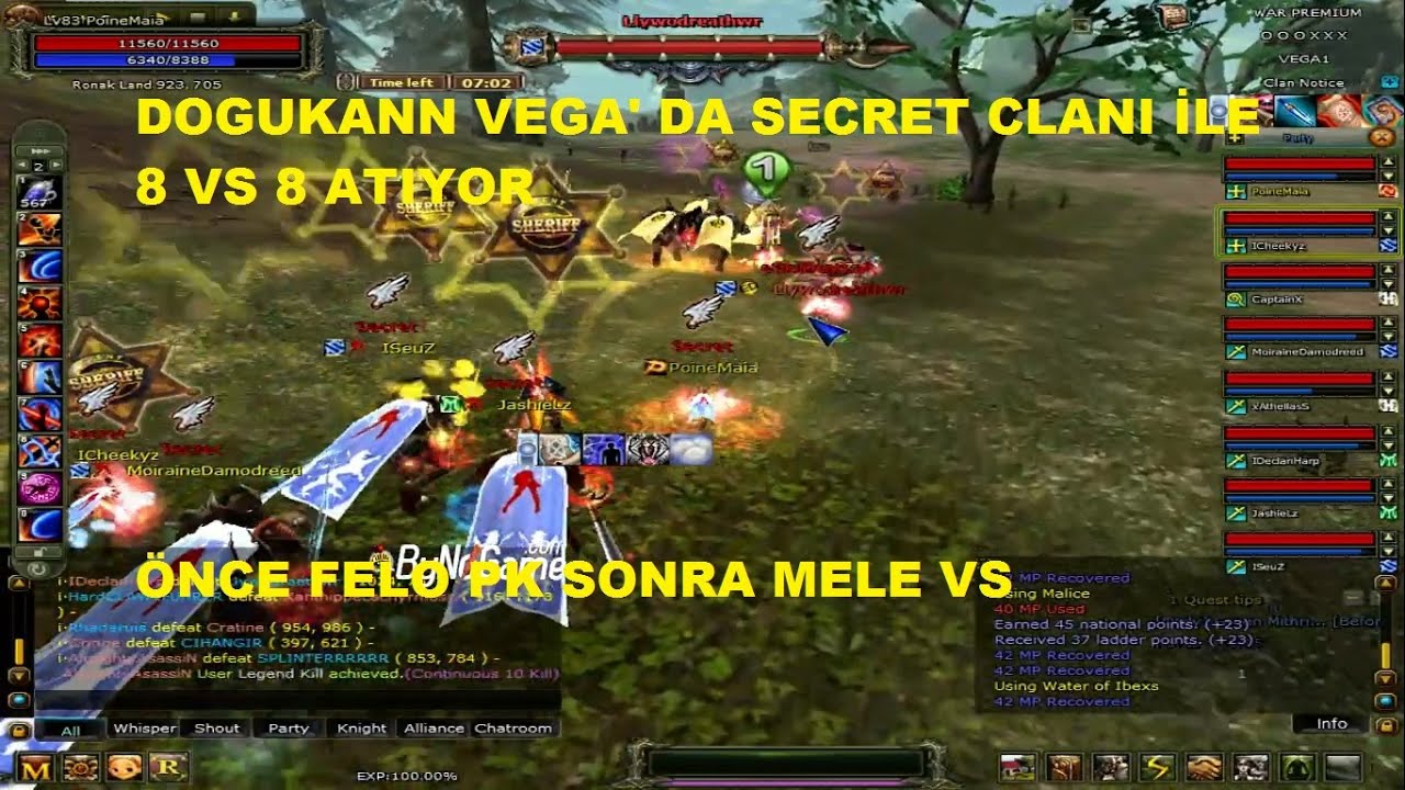 DogukaNNN - Vega' da Secret Clanı İle Felo Pk' sı Atıyor Arkasından 8 Vs 8 Geliyor - Knight Online