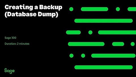 Sage 300 - Creating a Backup Database Dump