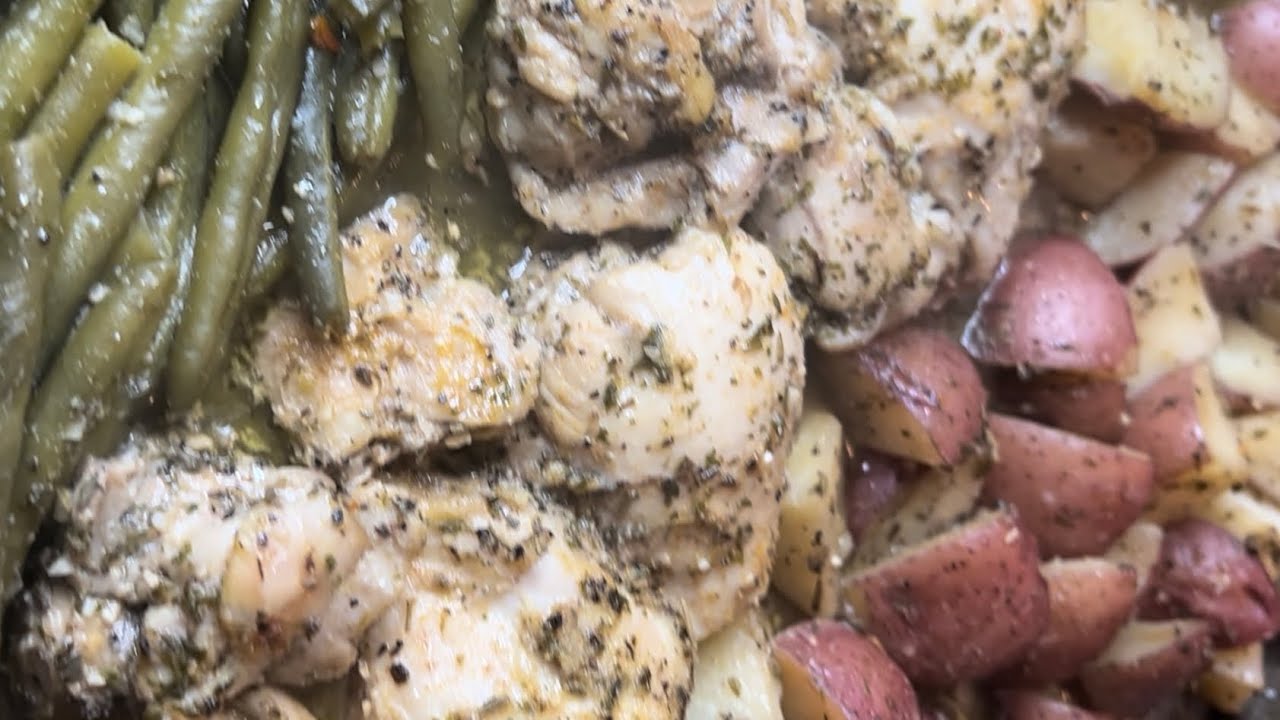 Baked Chicken, Red Potatoes, and Green beans YouTube