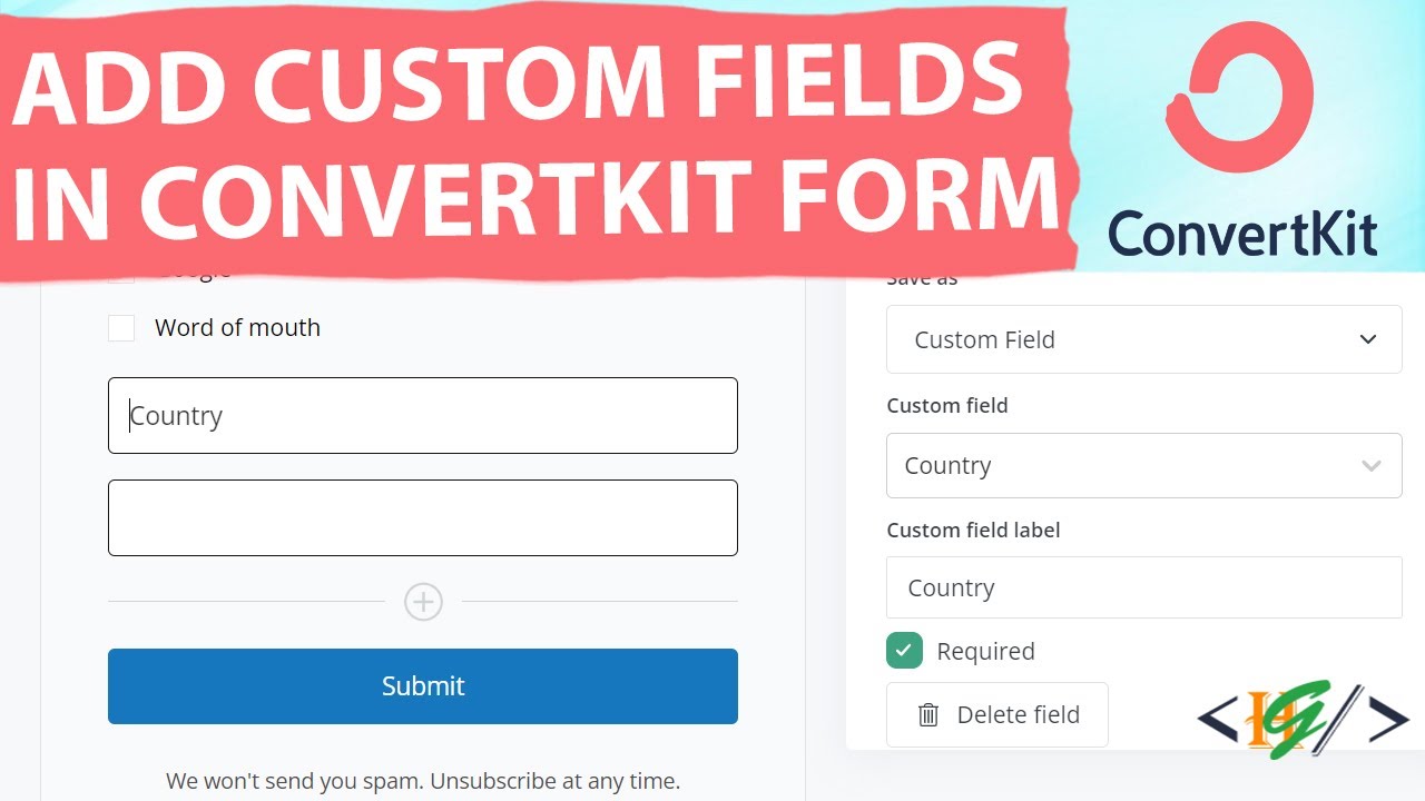 How to Add Custom Fields in ConvertKit Form New Field YouTube