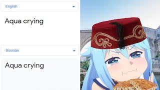Aqua crying in different languages meme