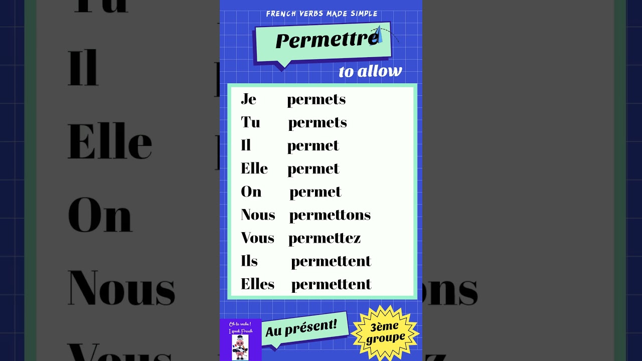 Conjugaison du verbe Permettre ( to Allow )  au présent - The verb Permettre in present  #french