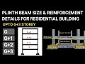 Size of plinth beam for residential buildings upto G+3 storey | Reinforcement details | Civil tutor