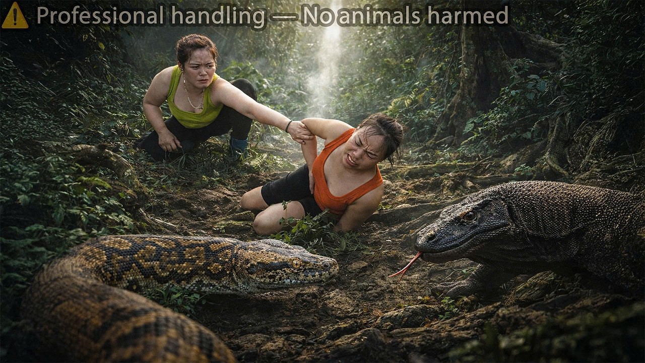 72 Hours on high alert: Giant Python & Komodo Dragon Stalking the Farm — Python Behind the Girl