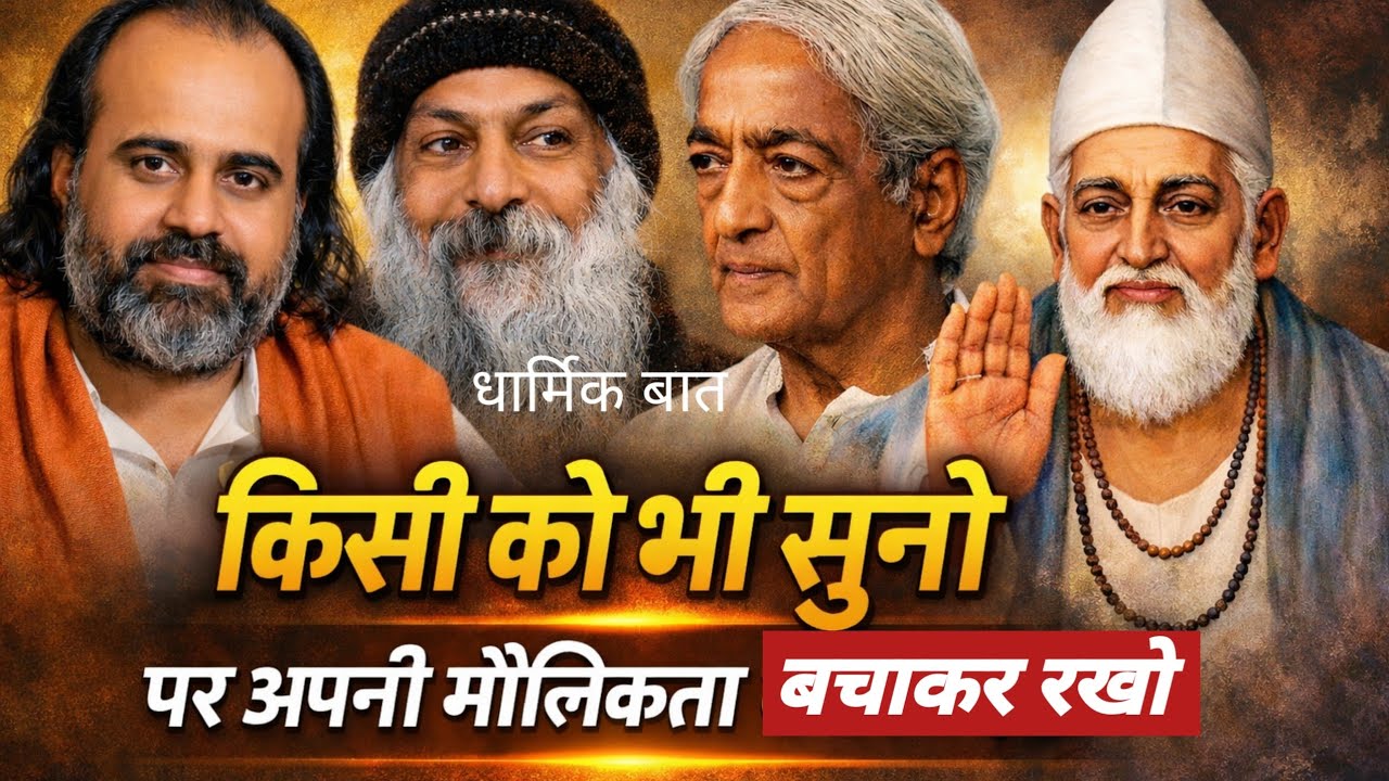 किसी को भी सुनो अपनी मौलिकता बचाकर रखो । आचार्य प्रशान्त को सुनने वाले जरूर सुने । धार्मिक बात