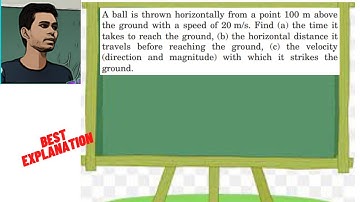 A ball is thrown horizontally from a point 100 m above the ground with a speed of 20 m/s. Find (a)