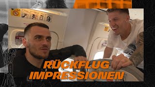 Ausgelassene Stimmung im Flieger I Kostic übernimmt das Interview-Mikro