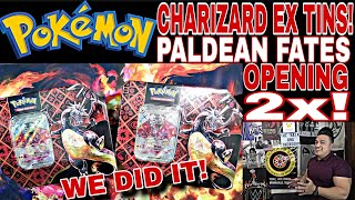 CHARIZARD EX PALDEAN FATES TINS OPENING !  RARE POKEMON FIND!