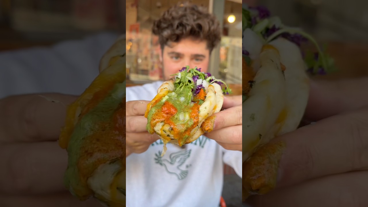 Going ALL OUT with CHEESY NAAN TACOS from TACO MAHAL in NYC’s West Village! 🌮🍗🔥🤤 #DEVOURPOWER