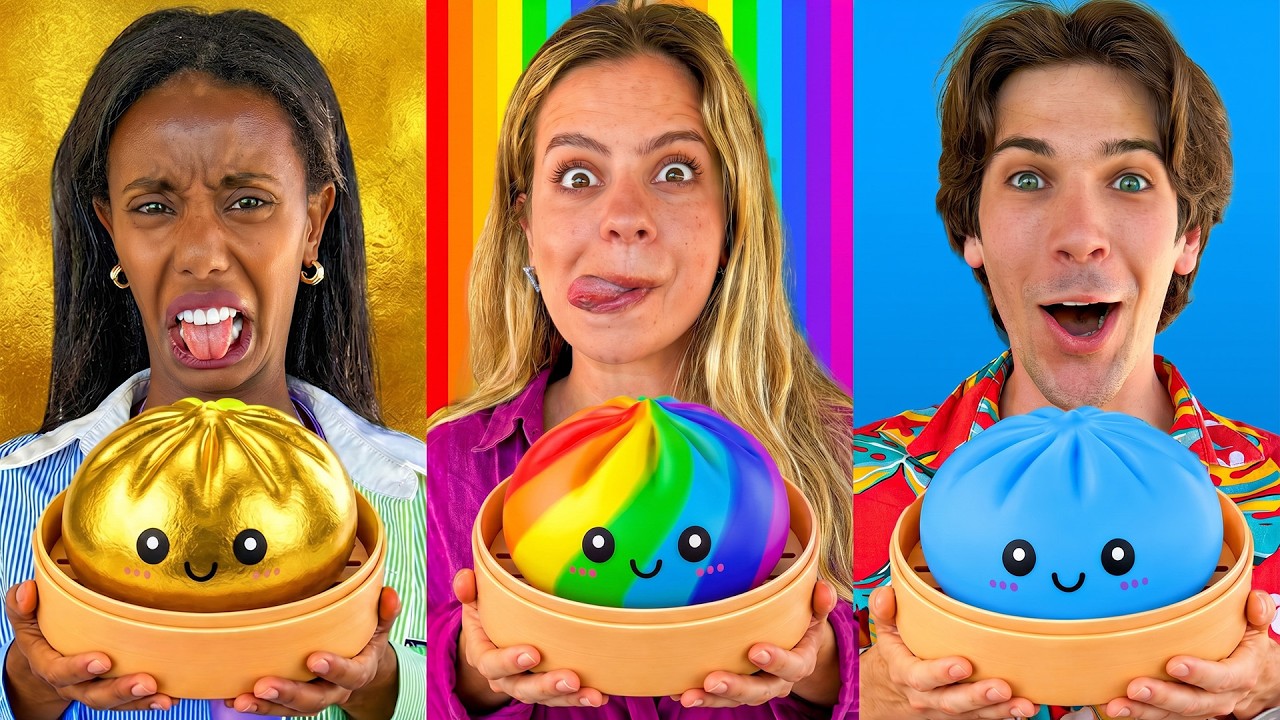 MANGIAMO SOLO CIBO DEL COLORE DEL NOSTRO SQUISHY DUMPLING CON TUTTI I NOSTRI AMICI PER 24 ORE!🥟
