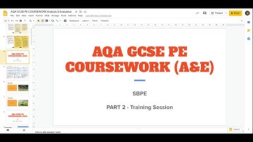 AQA GCSE PE Coursework - Training Session SBPE