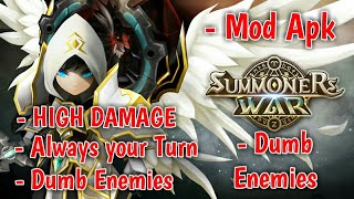 SUMMONERS WAR MOD APK | HIGH DAMAGE + LOW ENEMY HP + DUMB ENEMIES + ALWAYS YOUR TURN