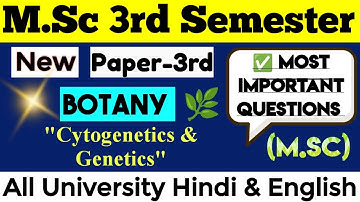 Msc 3rd Semester Botany (Paper-3rd) Most Important Questions All University Hindi & English #msc