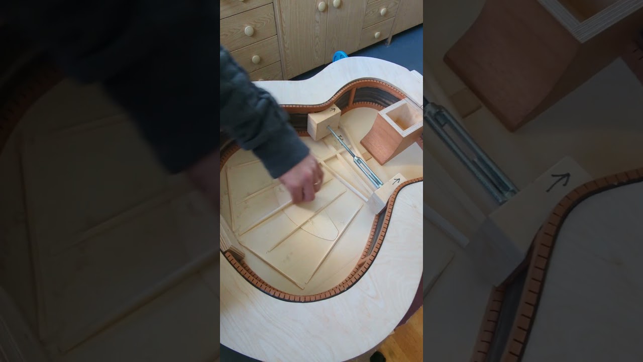 Tuning the soundboard of an acoustic guitar 