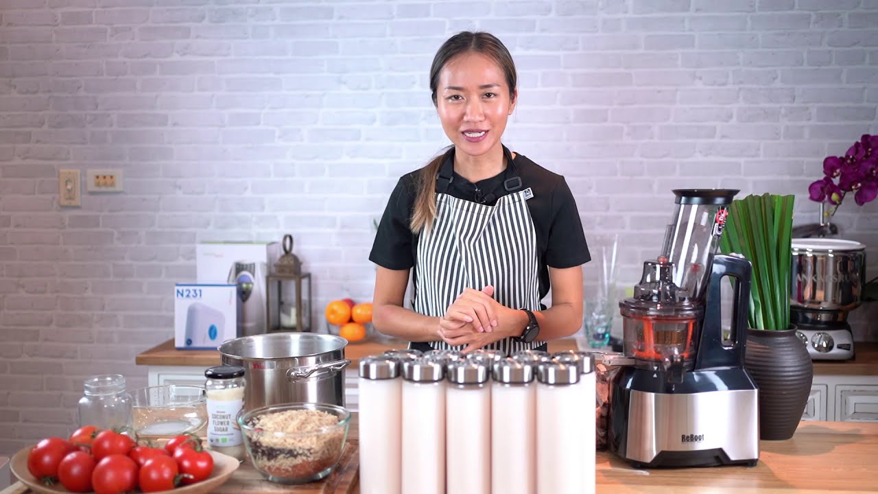 #ทำน้ำนมข้าว ด้วยเครื่องเพื่อการพาณิชย์ How to make rice milk with Reboot Master Pro slow juicer