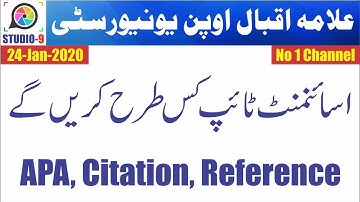 AIOU Aaghi Typed Assignment Method With APA Style Citation and Reference