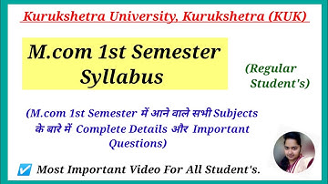 Kuk M.com 1st Semester Syllabus, Kurukshetra University