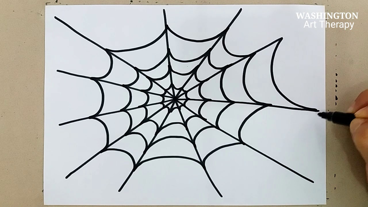 desenho de aranha de halloween com desenho de teia de aranha