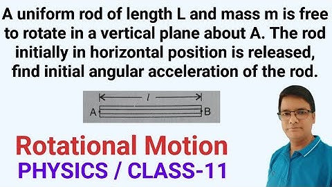 uniform rod of length l and mass m is free to rotate in vertical plane about A,angular acceleration