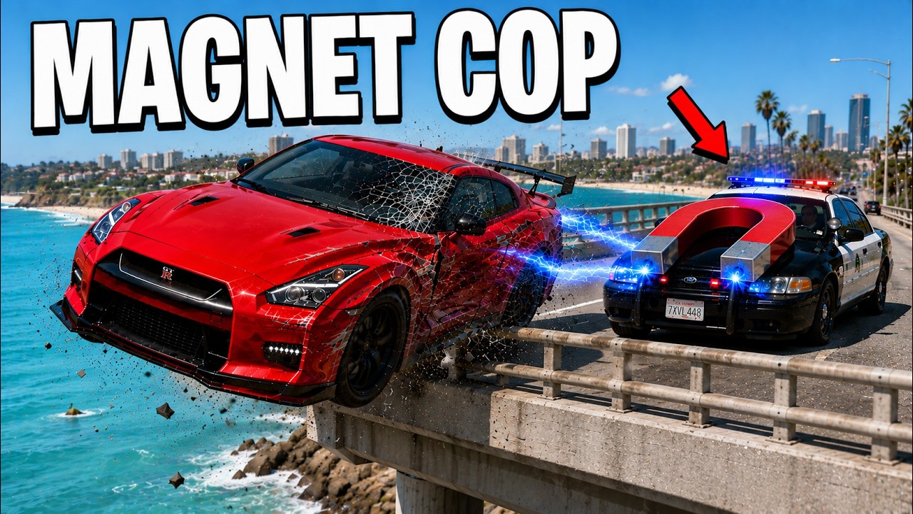 Catching Criminals in Magnet Cop Car on GTA 5 RP