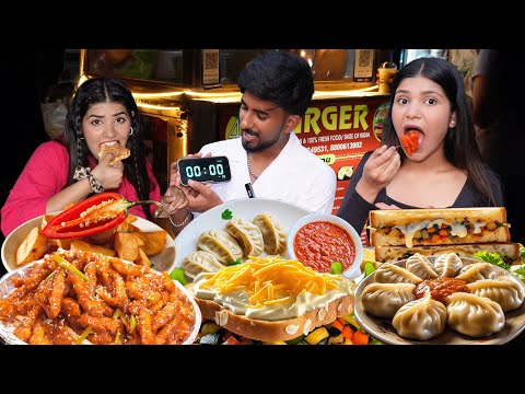 30 Second Food Eating Challenge | momos, chilli ptato, veg aalo tikki sandwich food challenge