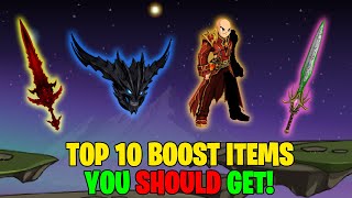 =AQW= TOP 10 BEST BOOST ITEMS FOR MEDIUM/HIGH-LEVEL PLAYERS! 2023