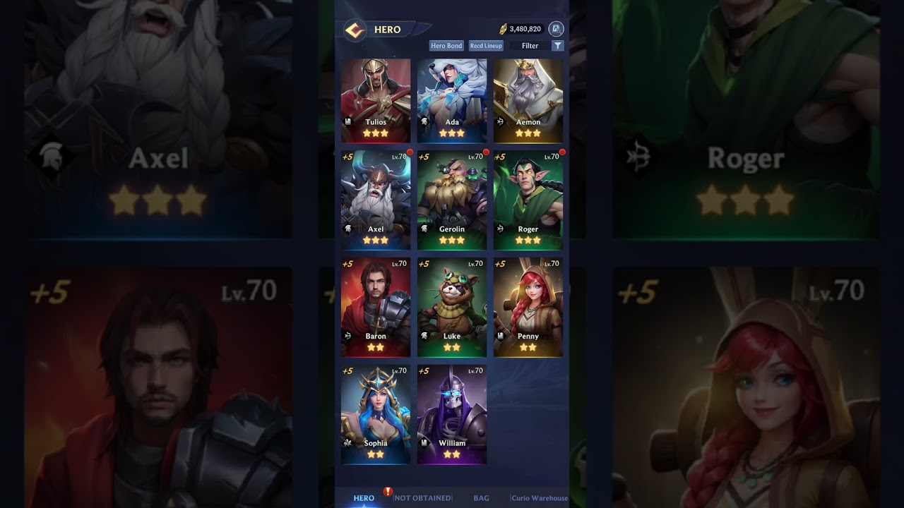 Puzzles & Chaos: Resetting heroes & upgrading heroes from 350-400 immediately with store exp potions