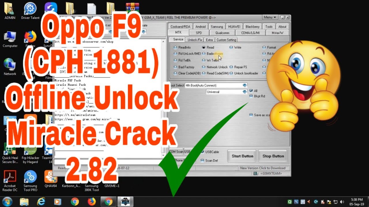 Oppo F9 (CPH 1881)Password,Pettern,FRP Unlock Miracle Crack