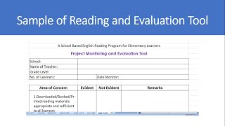Reading Monitoring and Evaluation Tool